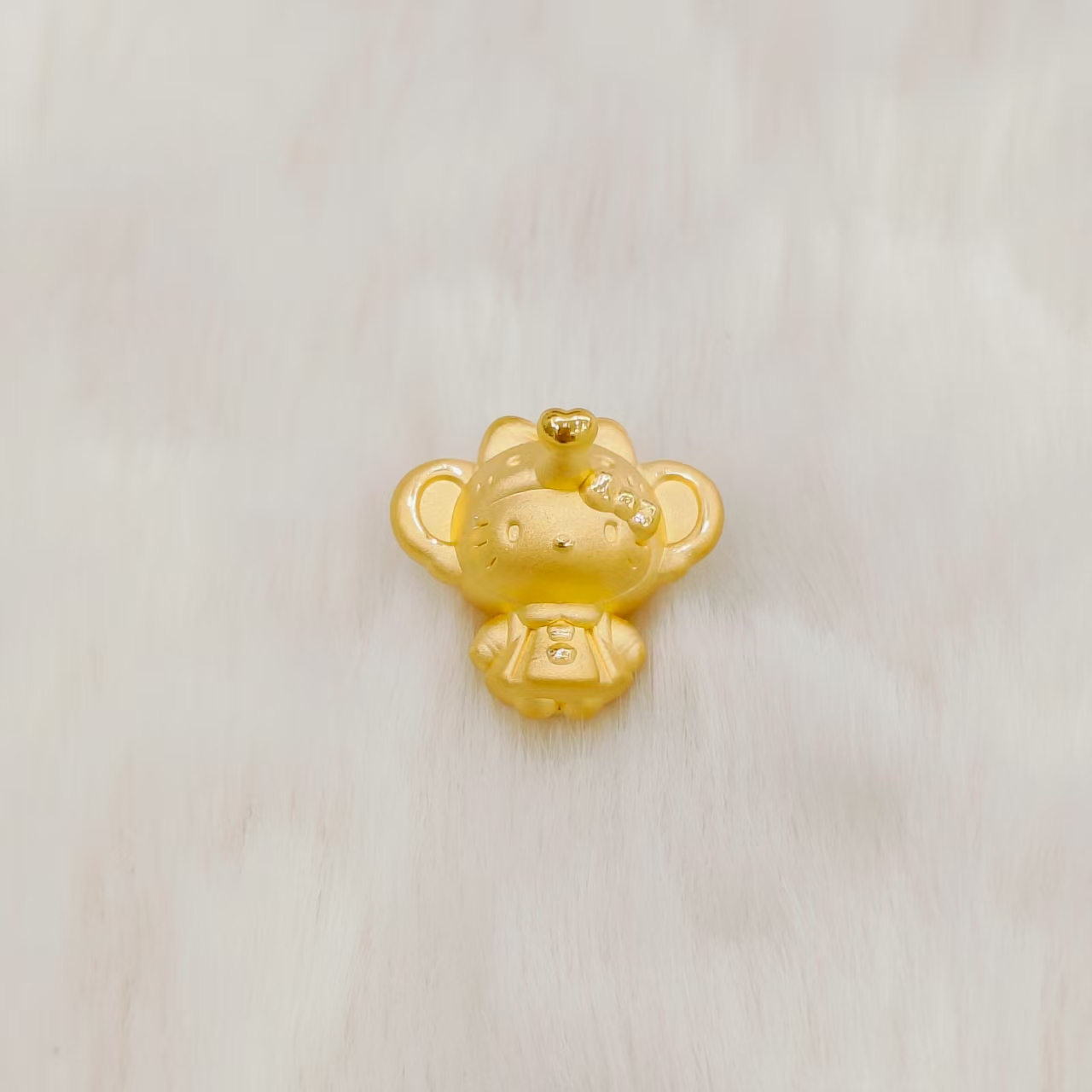  吉金珠宝 足金999小飞象kitty素金款3D硬金转运珠手串