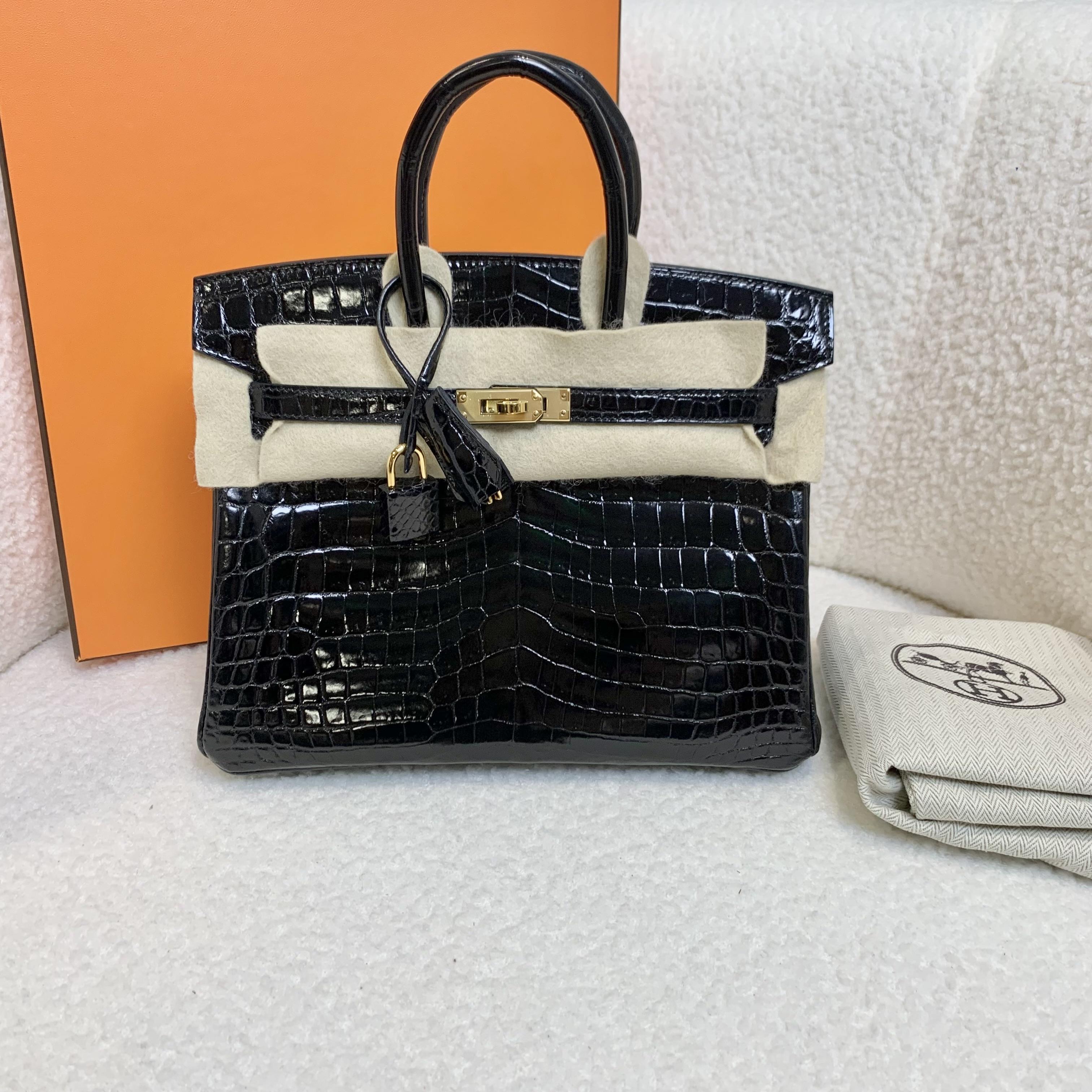 未使用 Hermes/爱马仕 壹臻/黑金亮面非普birkin25y刻/26981538