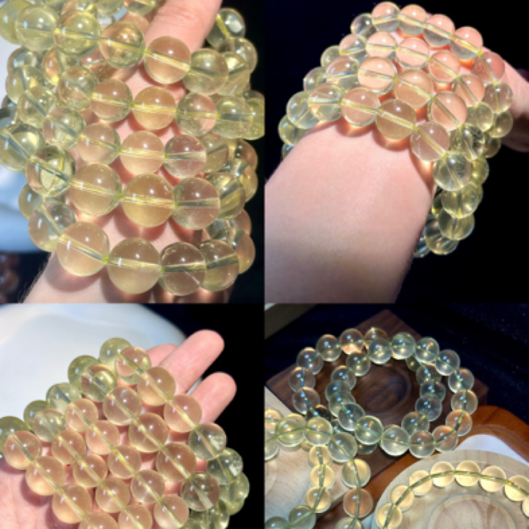 纯天然黄水晶手链10到11毫米