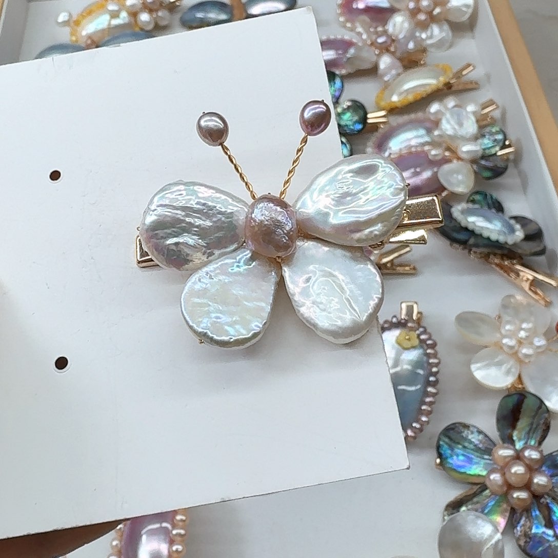 银S925镶嵌淡水珍珠发饰