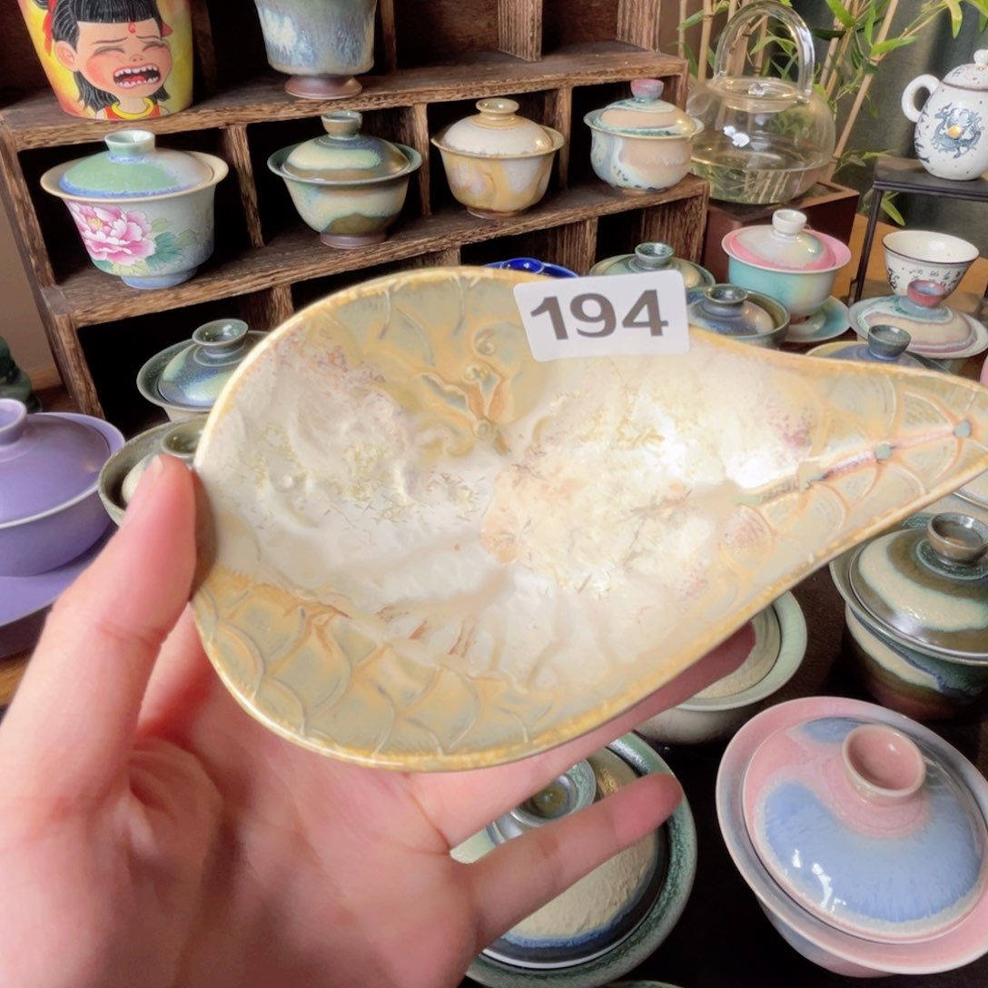 瓷片纯手工柴烧茶器手作