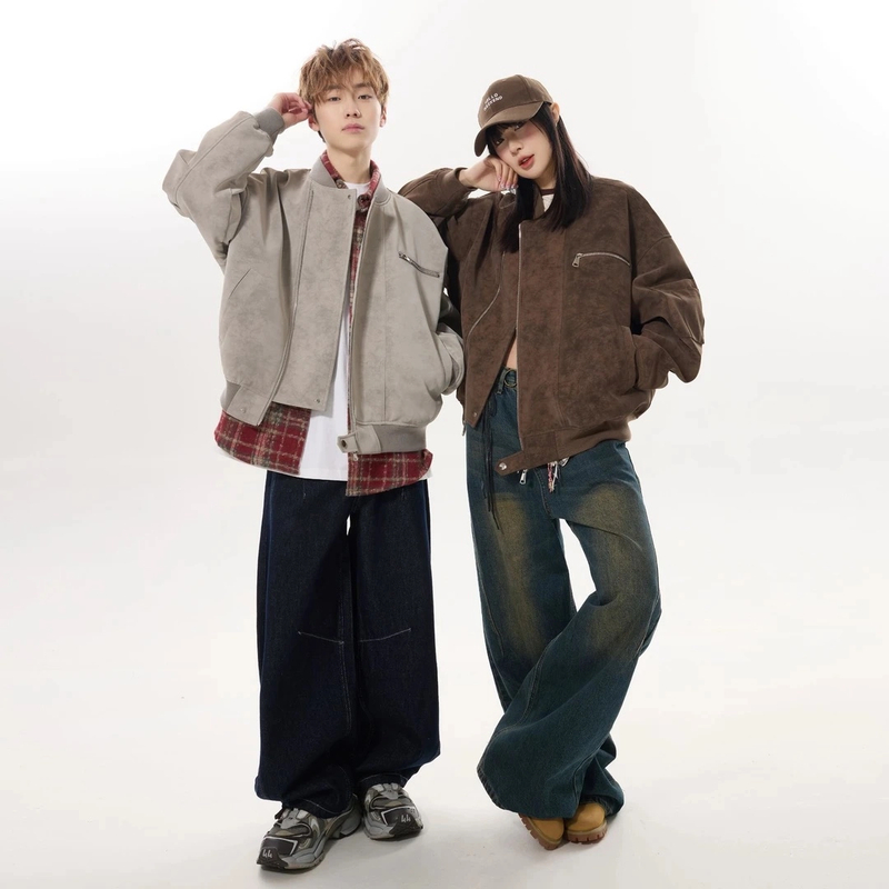 2025春季新款美拉德水洗皮衣外套男女款春季美式复古潮流机车夹克