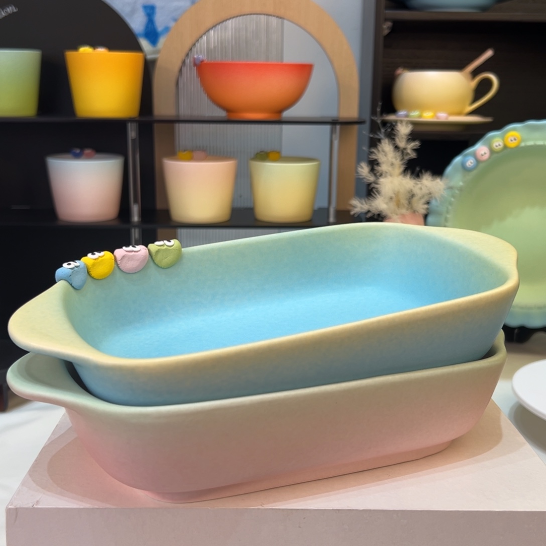 摆件陶长方形双耳盘 价格386