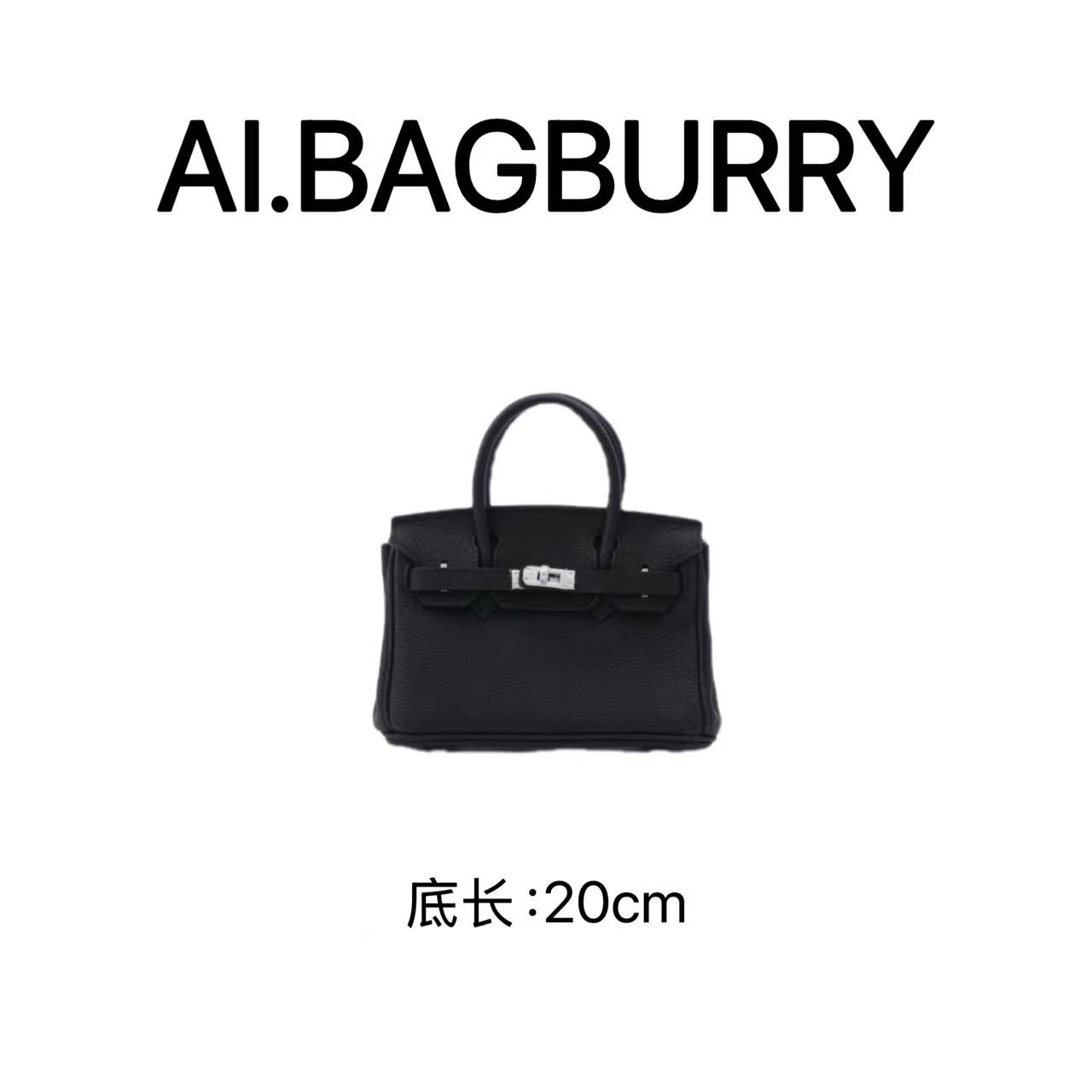 【黑色银扣-20cm】上新好物时尚牛皮女包