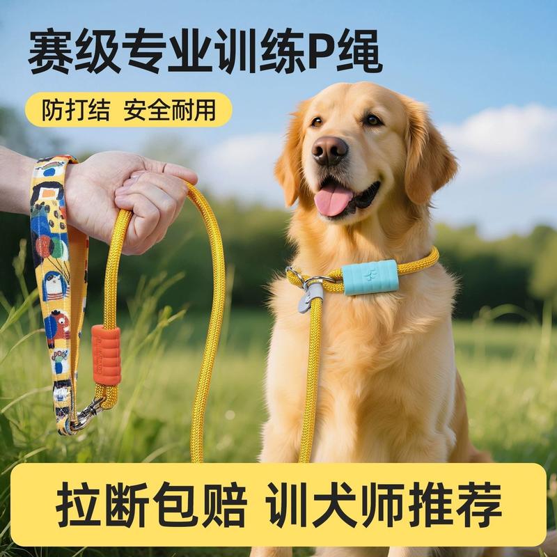 新款P绳狗狗牵引绳中小型犬外出遛狗链大狗防爆冲打结宠物牵引绳