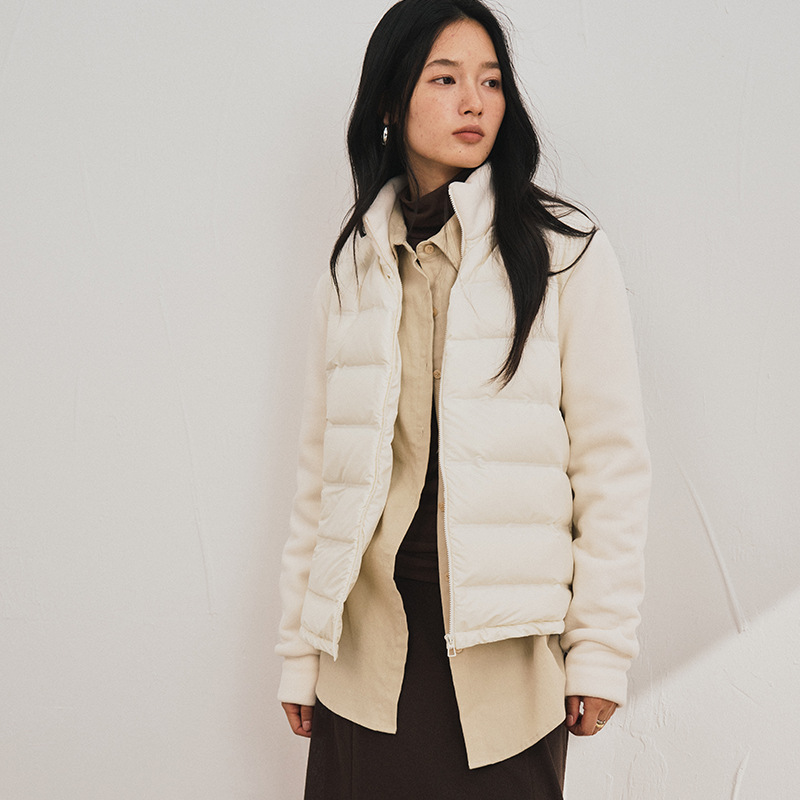 XVRV“90白鸭绒”2025秋冬摇粒绒高级感保暖开衫百搭上衣羽绒外套女