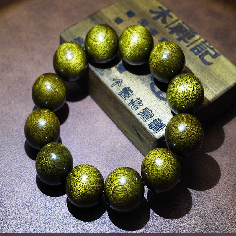 【木禅记】20MM黑金乌金金丝楠盘玩把件文玩佛珠手串男女款木质手链