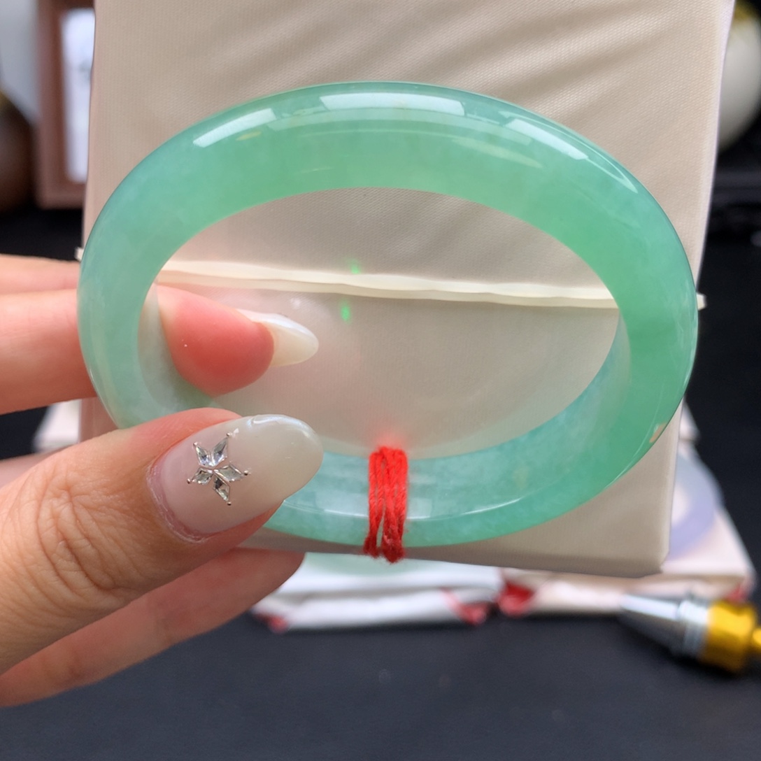 未镶嵌手镯翡翠苹果甜绿贵妃52.8圈09号