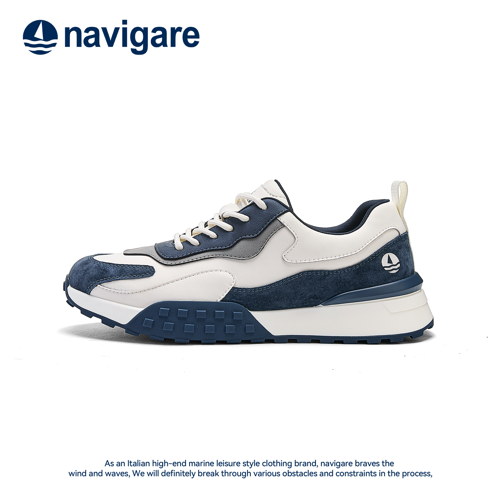 Navigare/纳维凯尔秋季新款男士休闲运动鞋百搭时尚拼色时尚男鞋