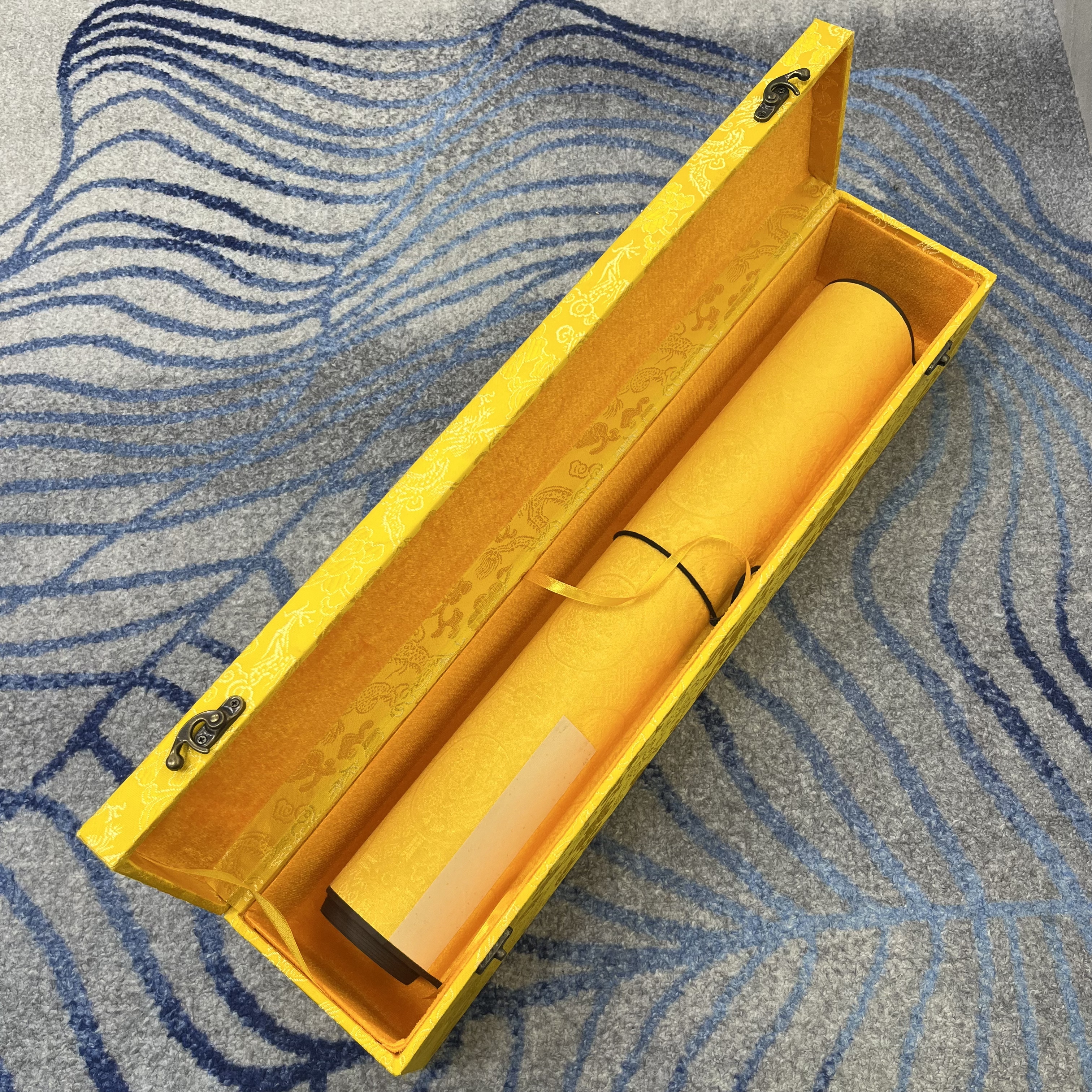 齐振家亲笔手绘手写【丽山云晖】600X50cm手卷送锦礼盒收藏送礼作品