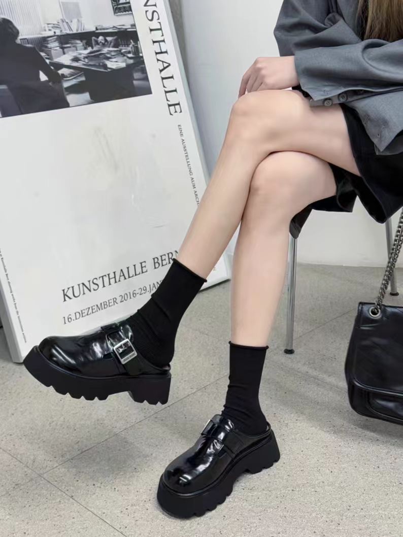 超火法式高级感包头半拖鞋女春外穿厚底2025新款 BLZ 715305-2