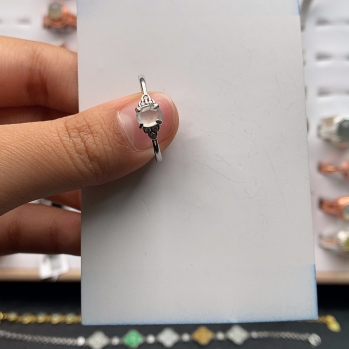 翡翠戒指银S925镶嵌1111