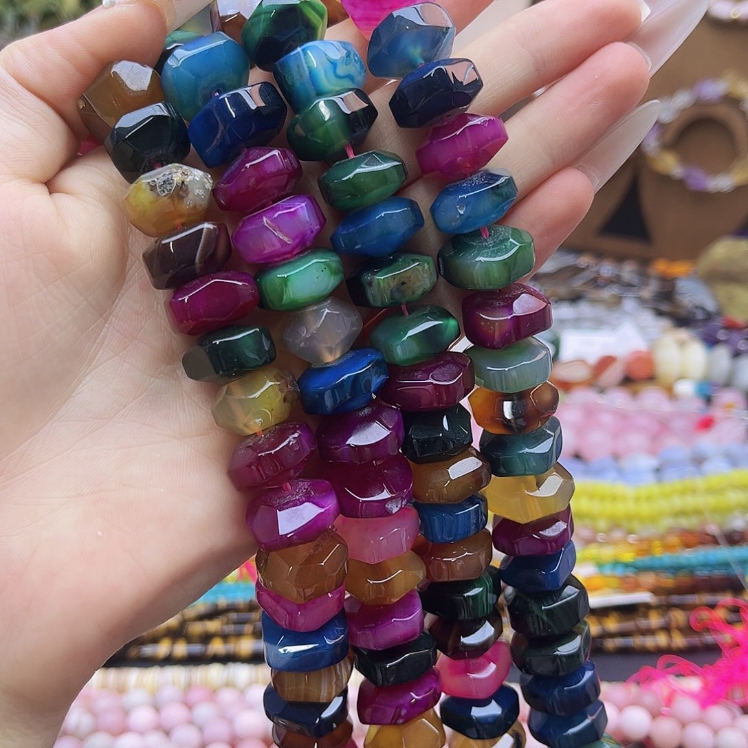 未镶嵌玛瑙/玉髓珠宝半成品/彩玛瑙冲角9*15mm 98号