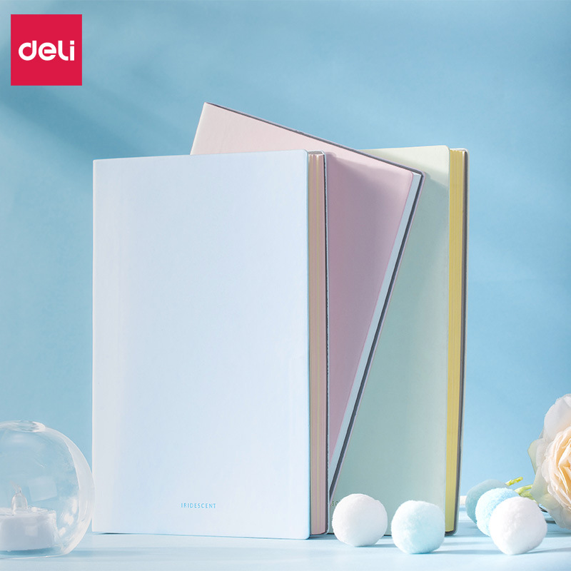 得力22283软面贴芯皮面本办公商务记事本A5笔记本96页会议记录本