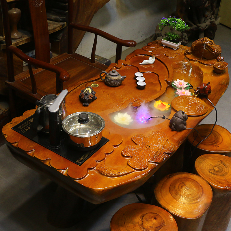 楠木根雕茶台整体树根茶桌椅组合茶几家具木雕木根HB10846