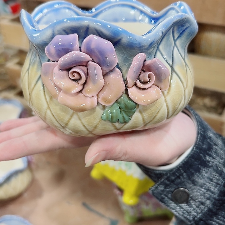 有孔.凑满10元发货多肉陶瓷花盆！