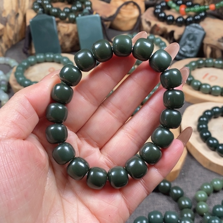 和田玉（青玉）手链未镶嵌
