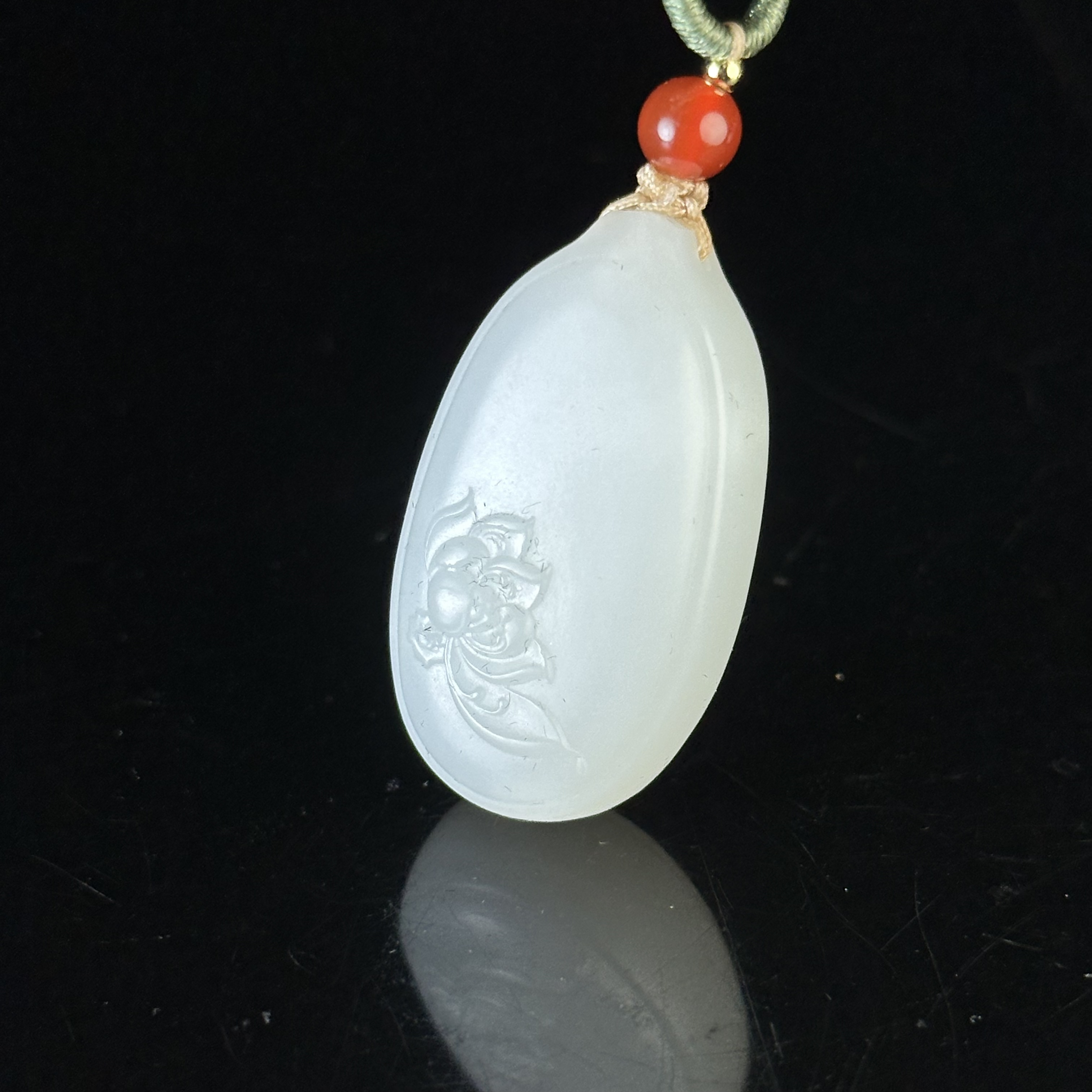 二十世纪和田玉莲花福字佩 ZR141203012*【上海兰馨】