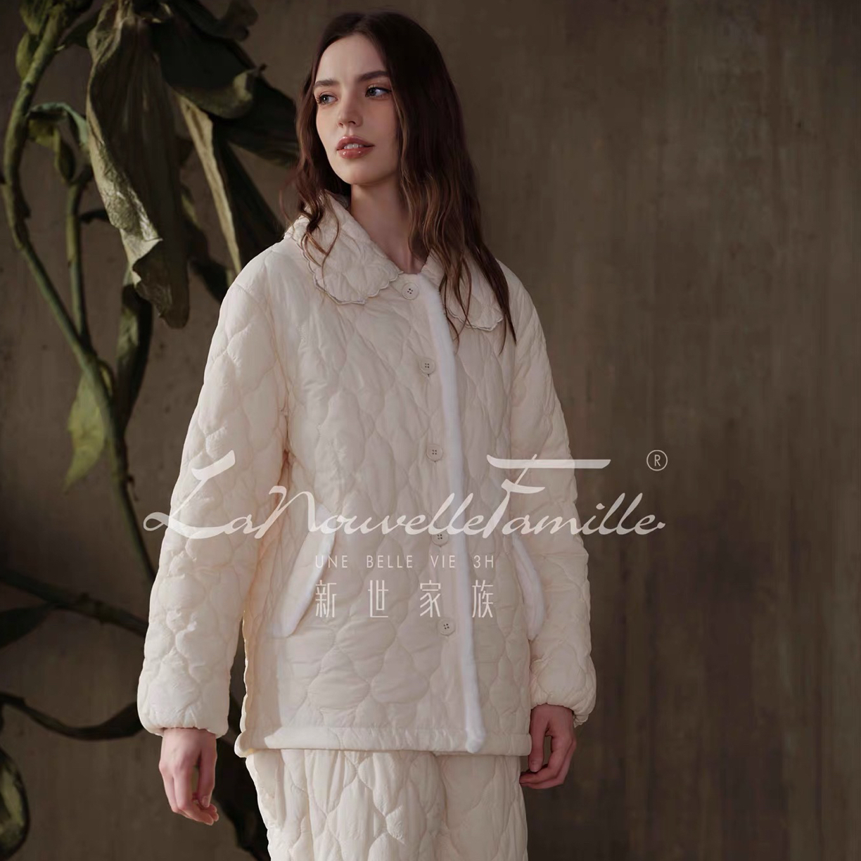 新世家族2025年新款冬款柔软夹棉女款梭织夹棉家居睡衣