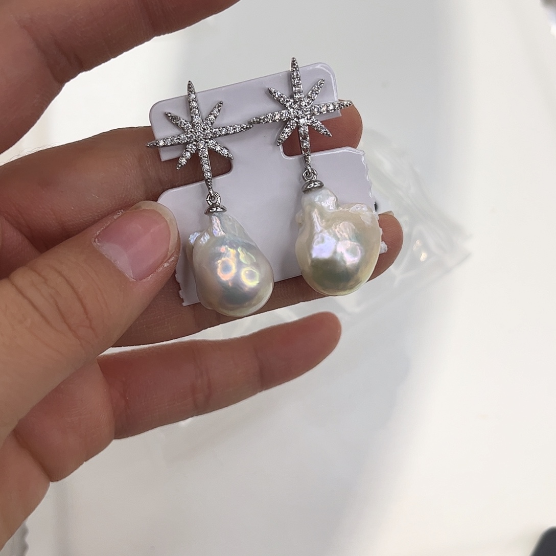 合金淡水珍珠耳饰