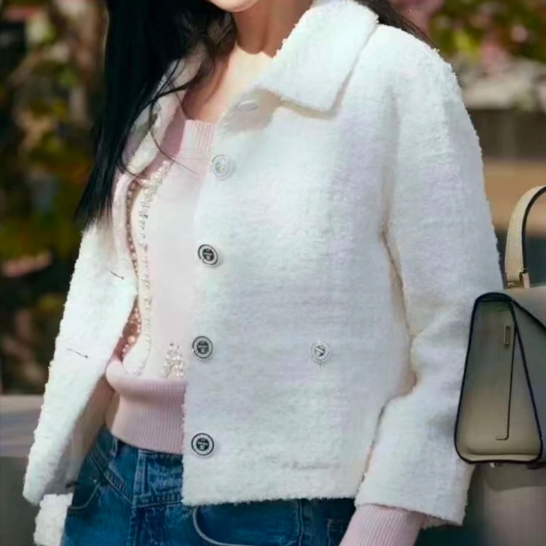 99新 Chanel/香奈儿 38码/chanel香奈儿粗花白色外套/1120