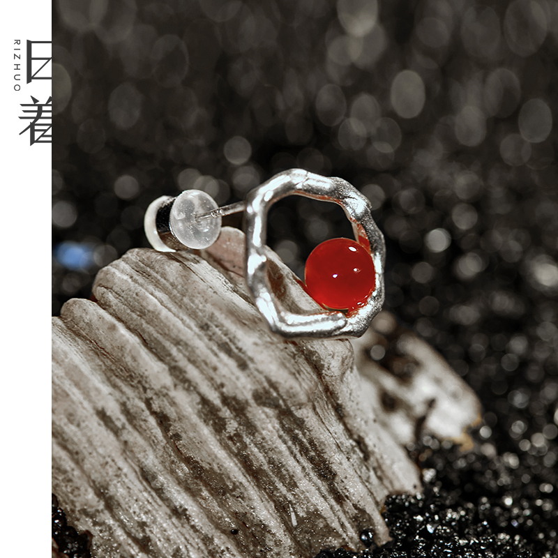 925银耳饰 日着【非遗归途】耳钉S925银独特高级耳饰女RD8695P3