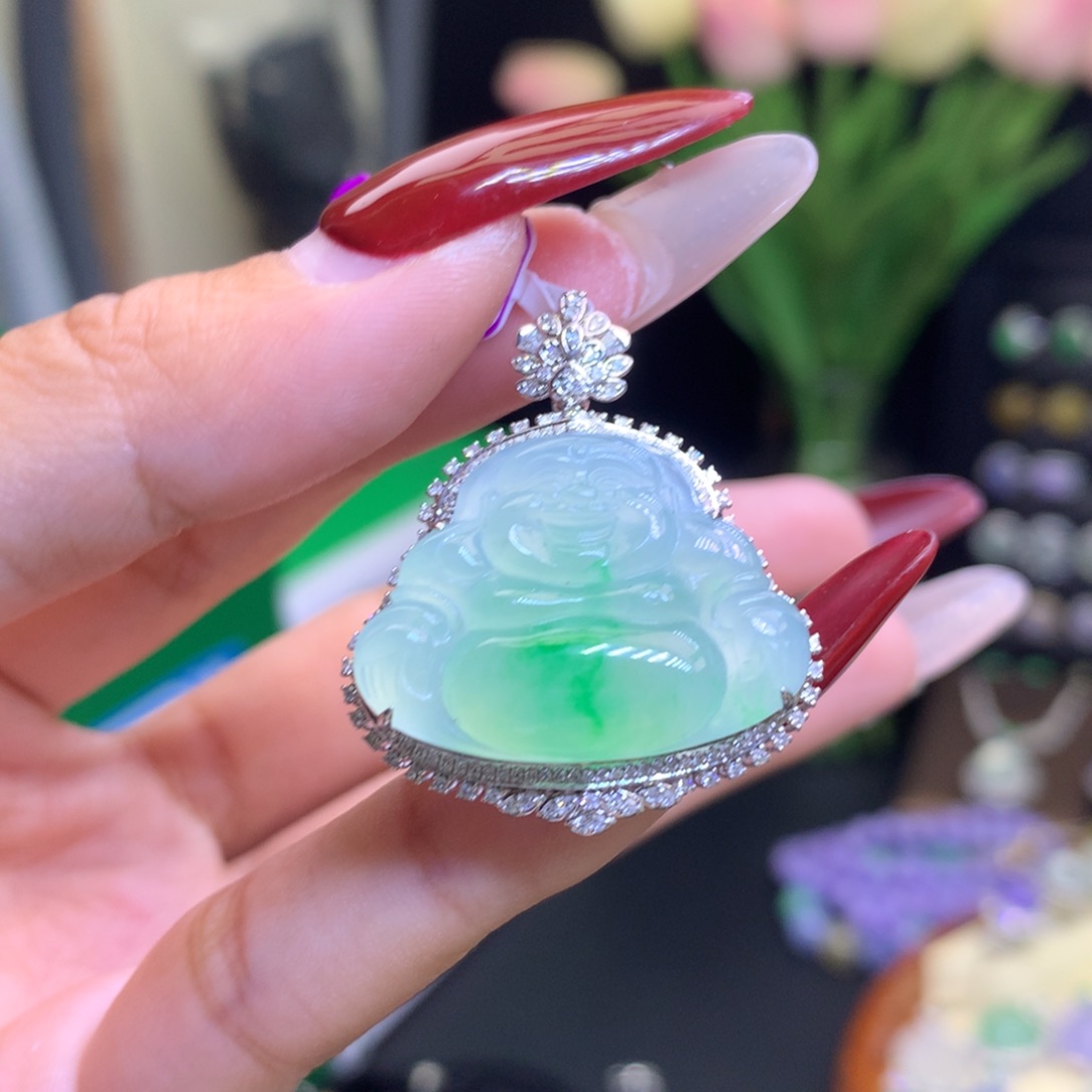 翡翠颈饰18K金镶嵌天然