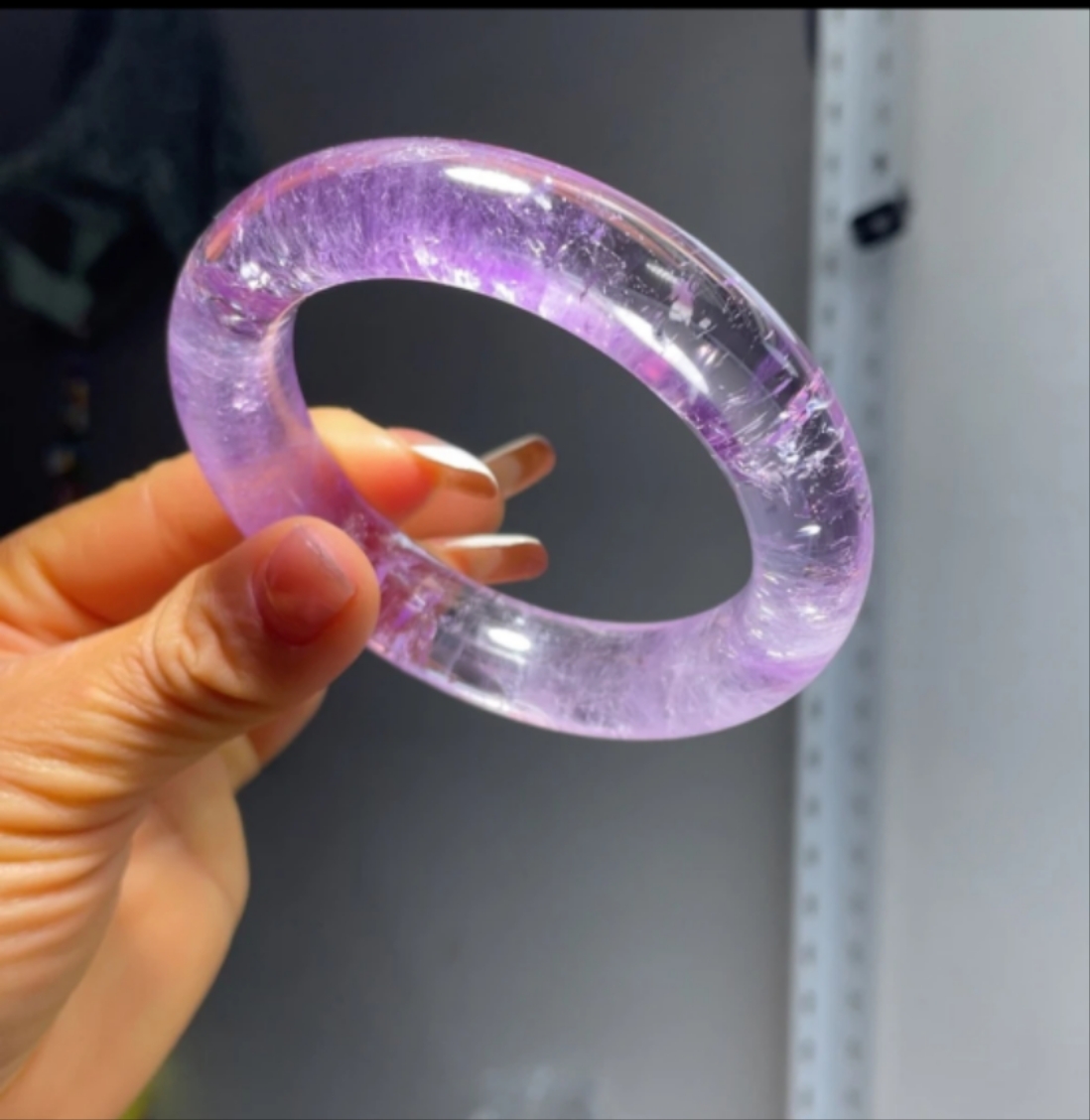 天然冰透巴西紫水晶手镯爆闪云母片一物一拍尺寸62-15-13生日礼物