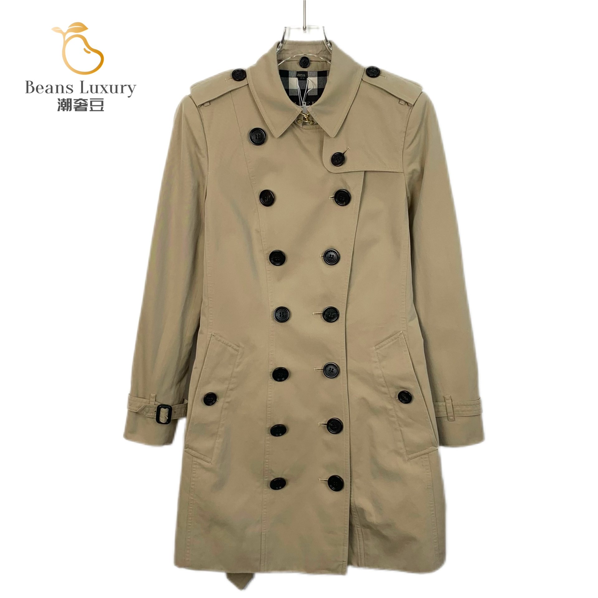 99新 BURBERRY/博柏利 潮奢豆 严选/棕色翻领双排扣风衣/H13582 