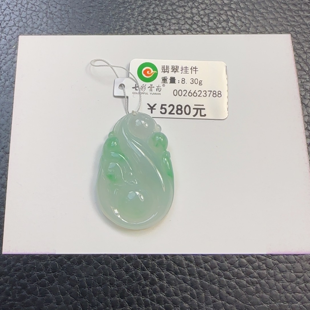 翡翠吊坠(不含链)未镶嵌冰飘绿鱼化龙