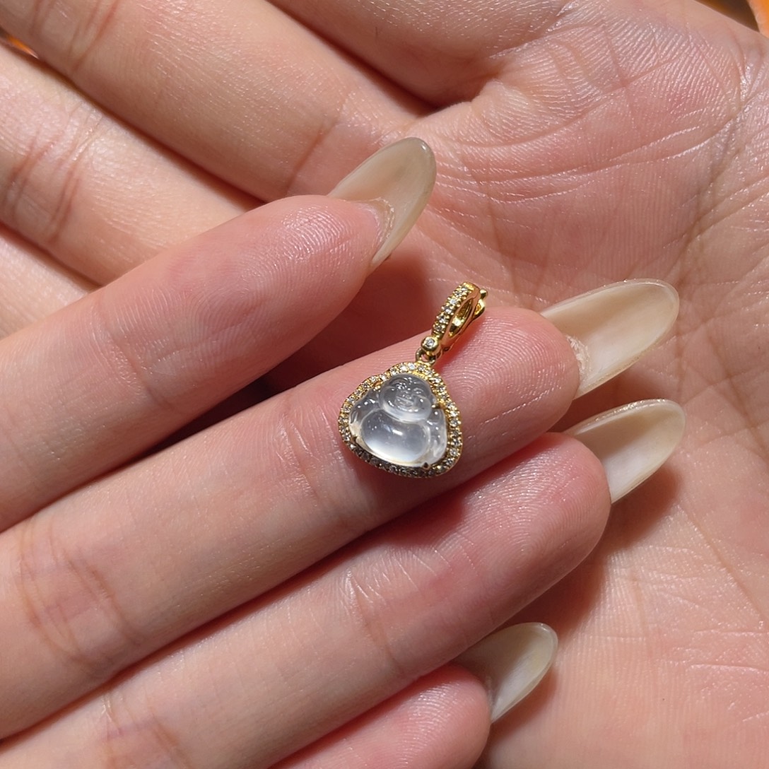 你****翡翠18K金镶嵌吊坠(不含链)