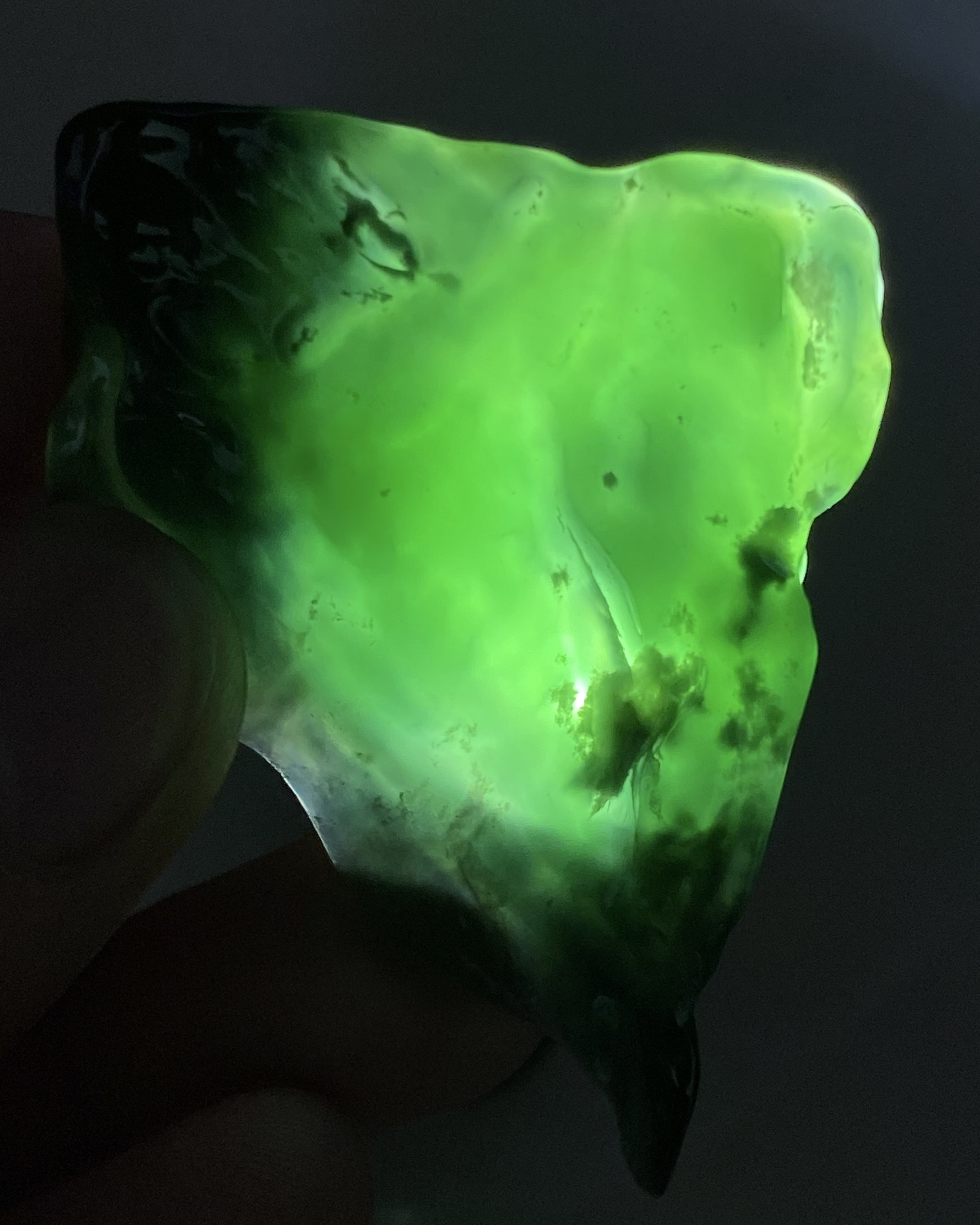 高冰种老坑料蓝水爆灯阳绿色大件牌型61-41-6mm