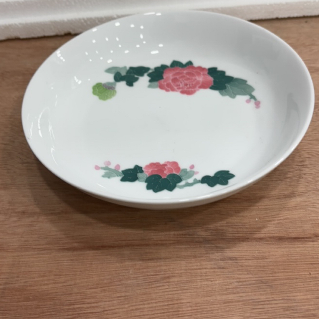 芙蓉花手绘深盘18cm(微瑕，