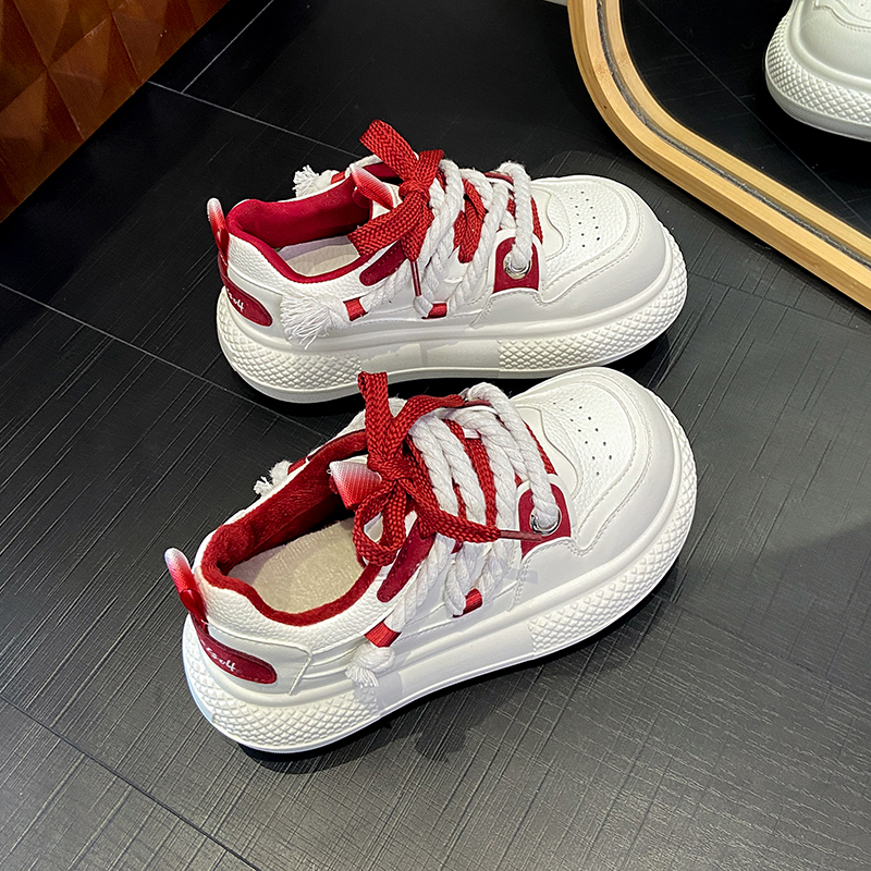 【欧洲站大头娃娃小白鞋】2026早春加绒松糕软底韩版潮流休闲鞋单鞋