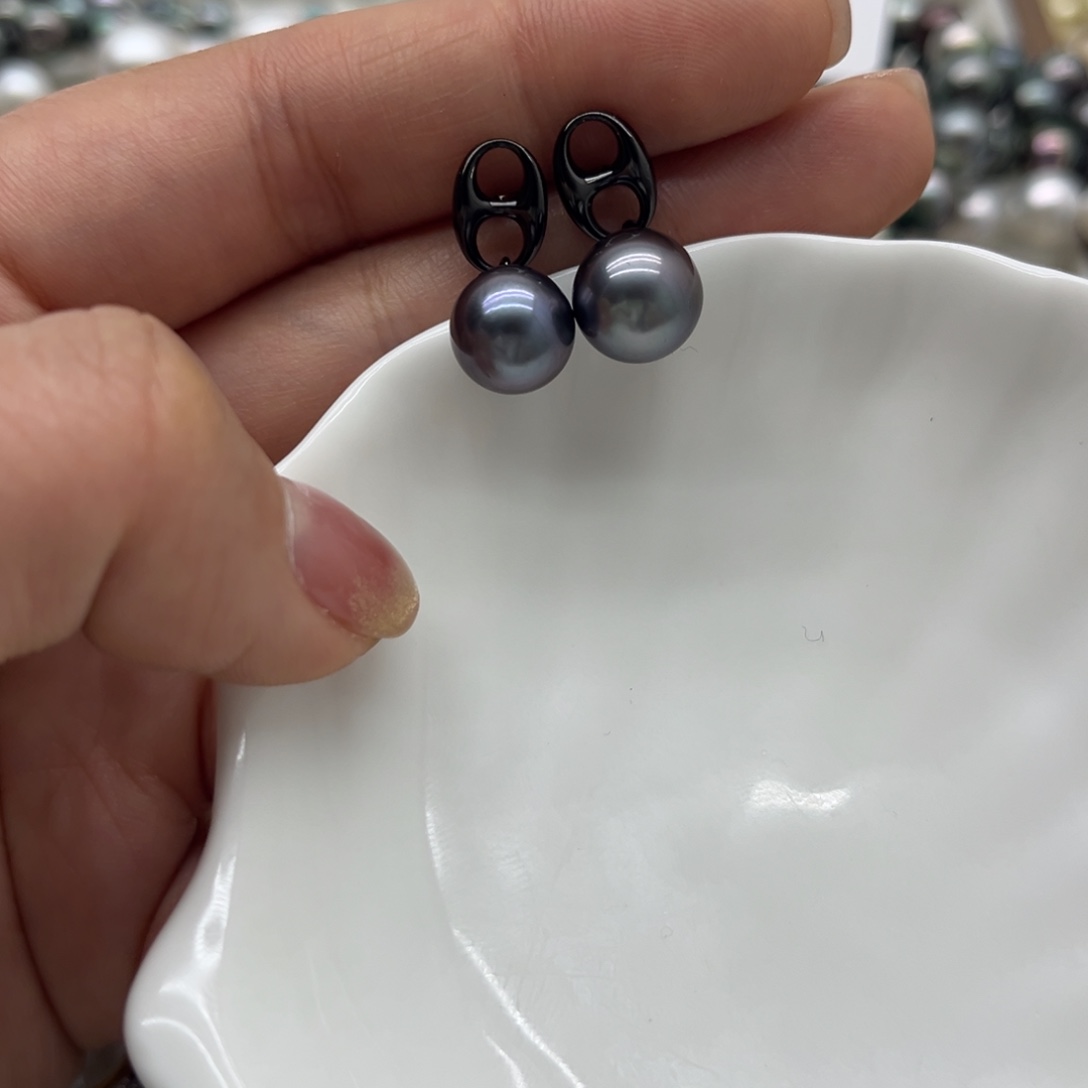 耳饰银S925镶嵌海水珍珠