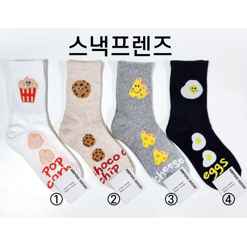 EMPOLE新款动漫美食少女袜卡通中筒韩国袜子东大门字母运动女棉袜