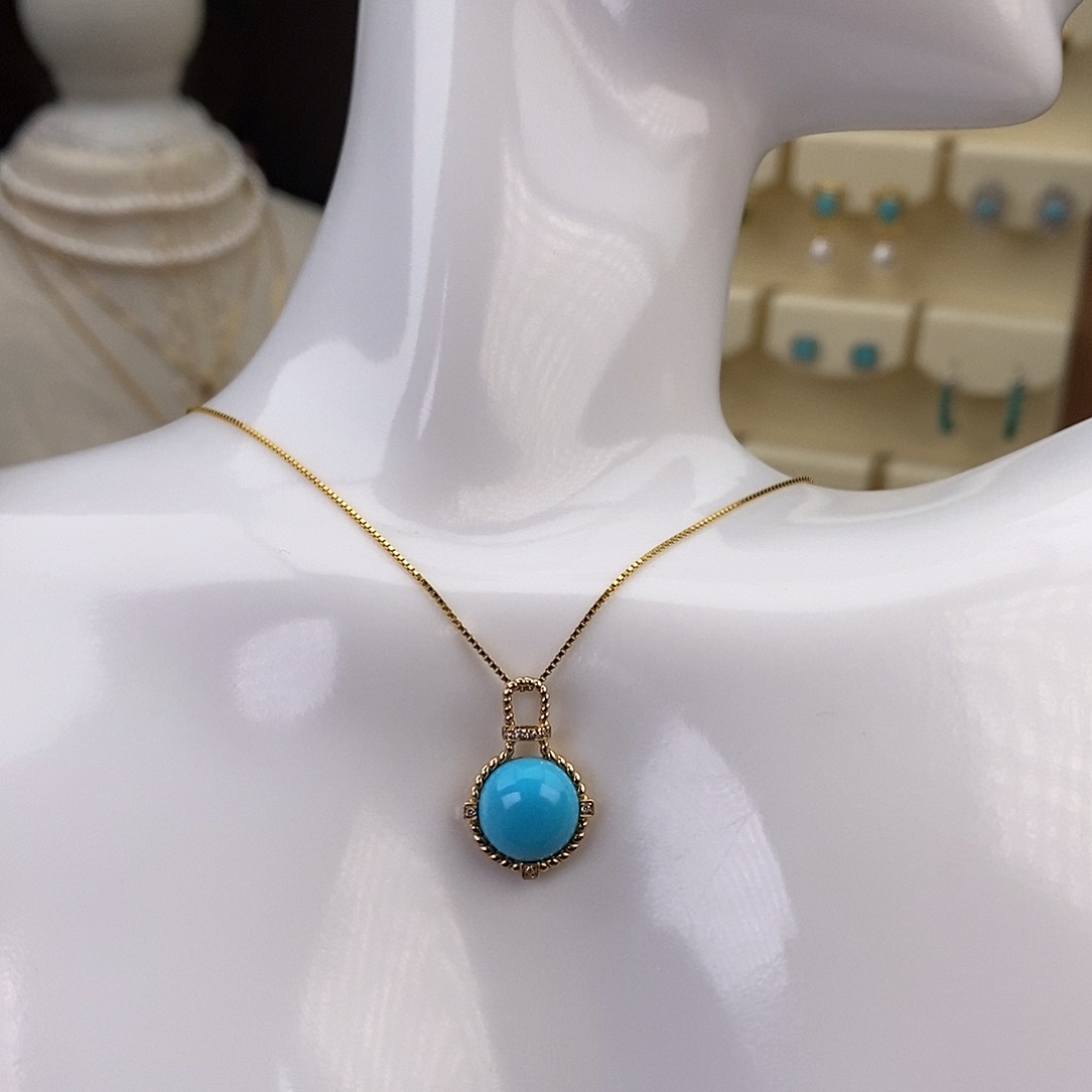 绿松石颈饰18K金镶嵌