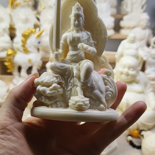 潇***回木菩提果文殊菩萨摆件