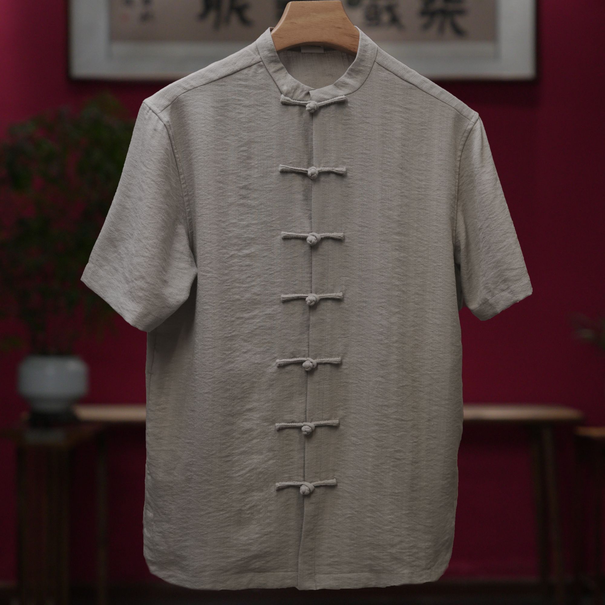 Sevensee/柒曦华服中国风唐装短袖舒服夏装唐装男款亚麻棉