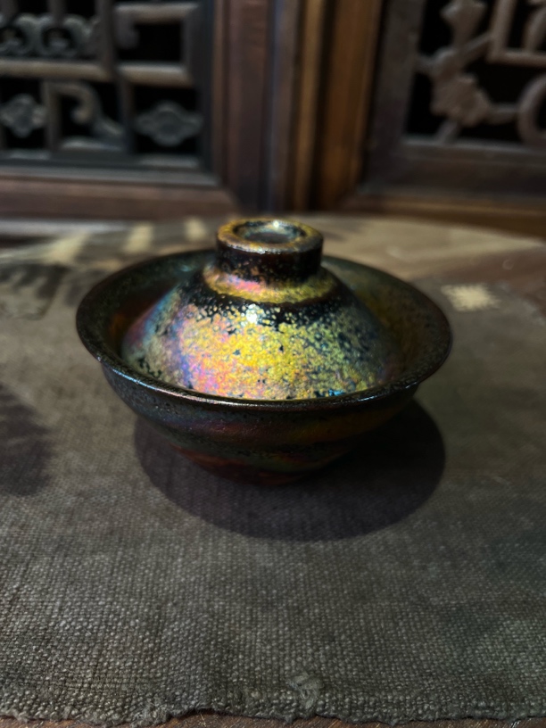 黑砂柴窑纯手工陶瓷冰裂纹主人杯黑釉精美盏泡窑宝茶杯黑色茶具