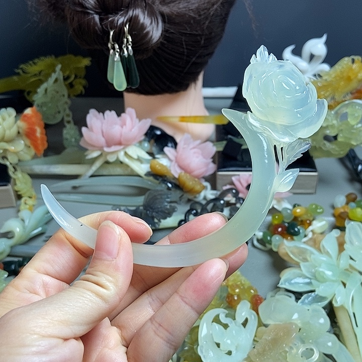 岫玉未镶嵌发簪发簪