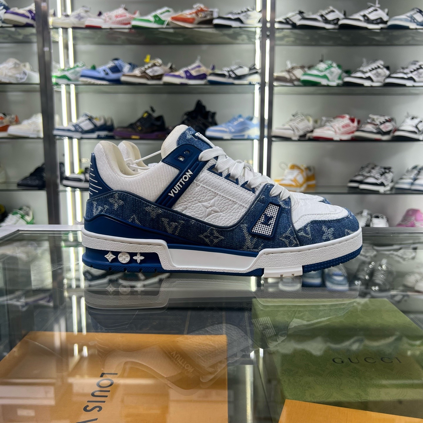 99新 LouisVuitton/路易威登 TRAINER 白蓝牛仔 40.5码 YH20593