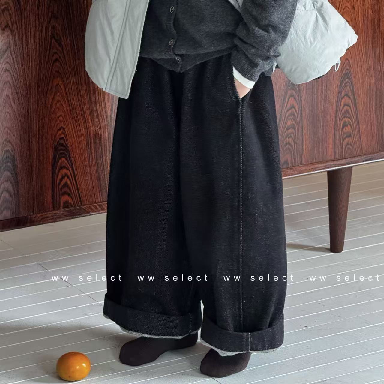 WW｜亲子｜黑砂气球｜植绒牛仔裤 B011