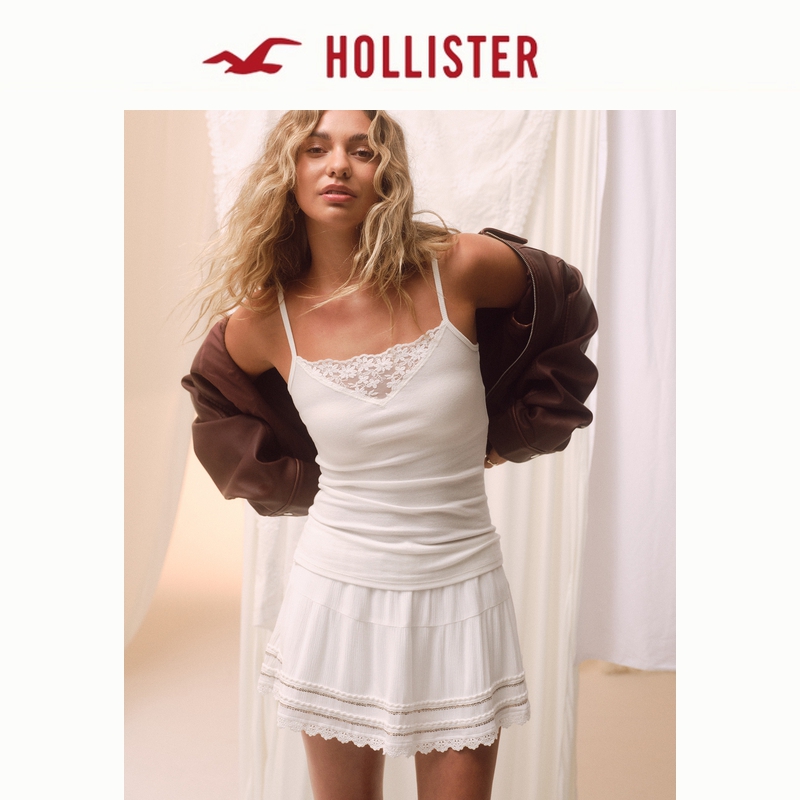 Hollister25秋新款甜美辣妹修身蕾丝装饰背心吊带女装339-5199