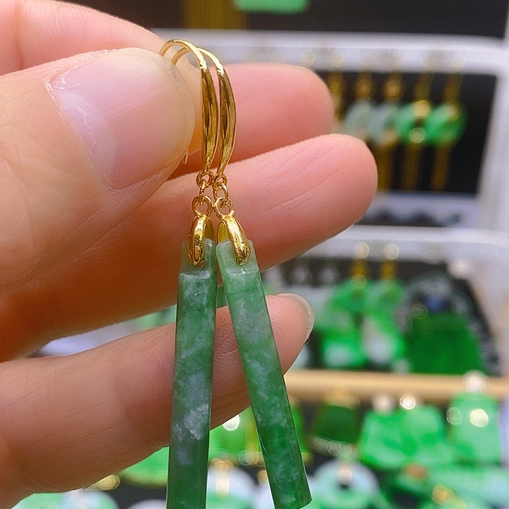 翡翠耳饰银S925镶嵌耳坠