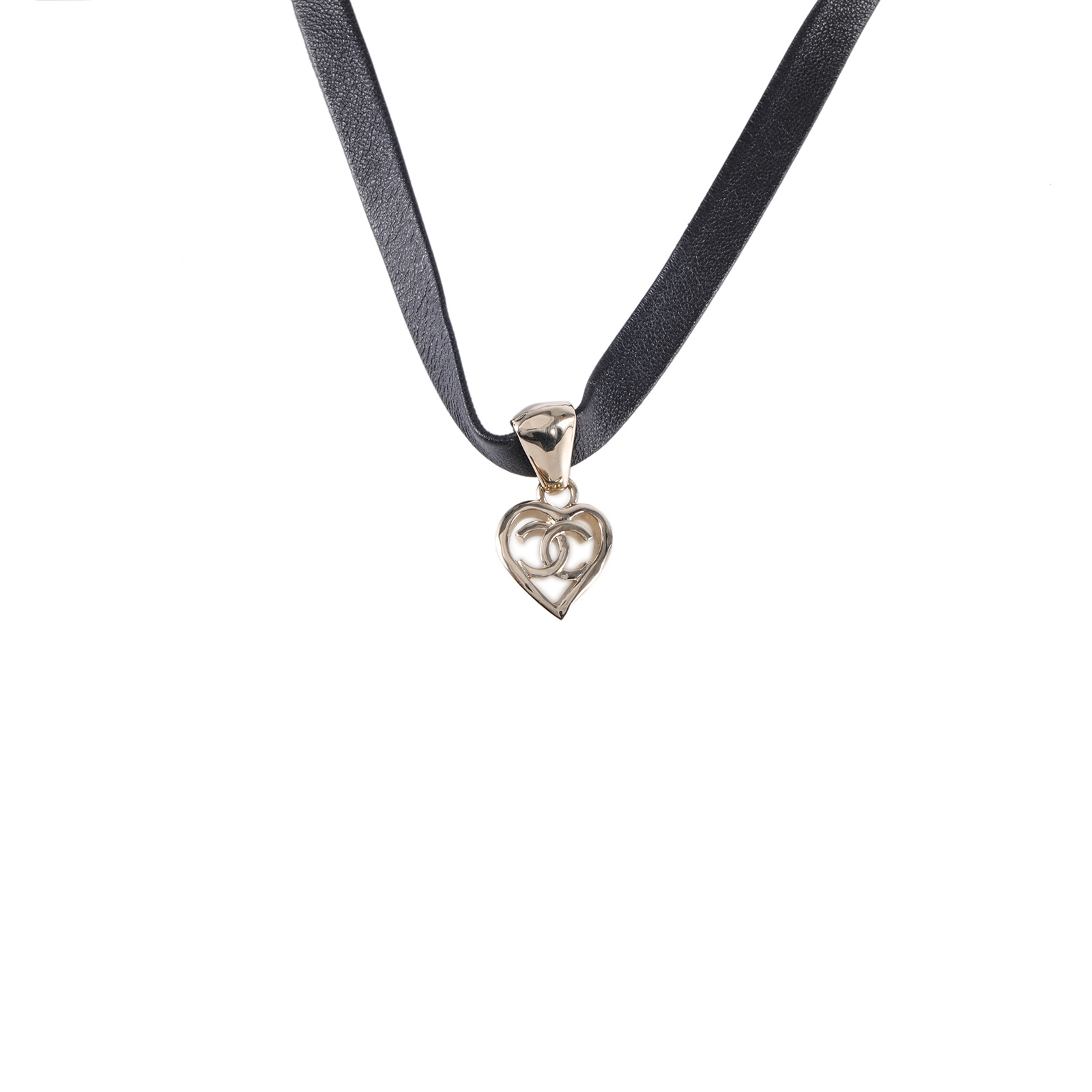 99新 Chanel/香奈儿 【念念特价】22P 爱心皮绳choker 项链 /