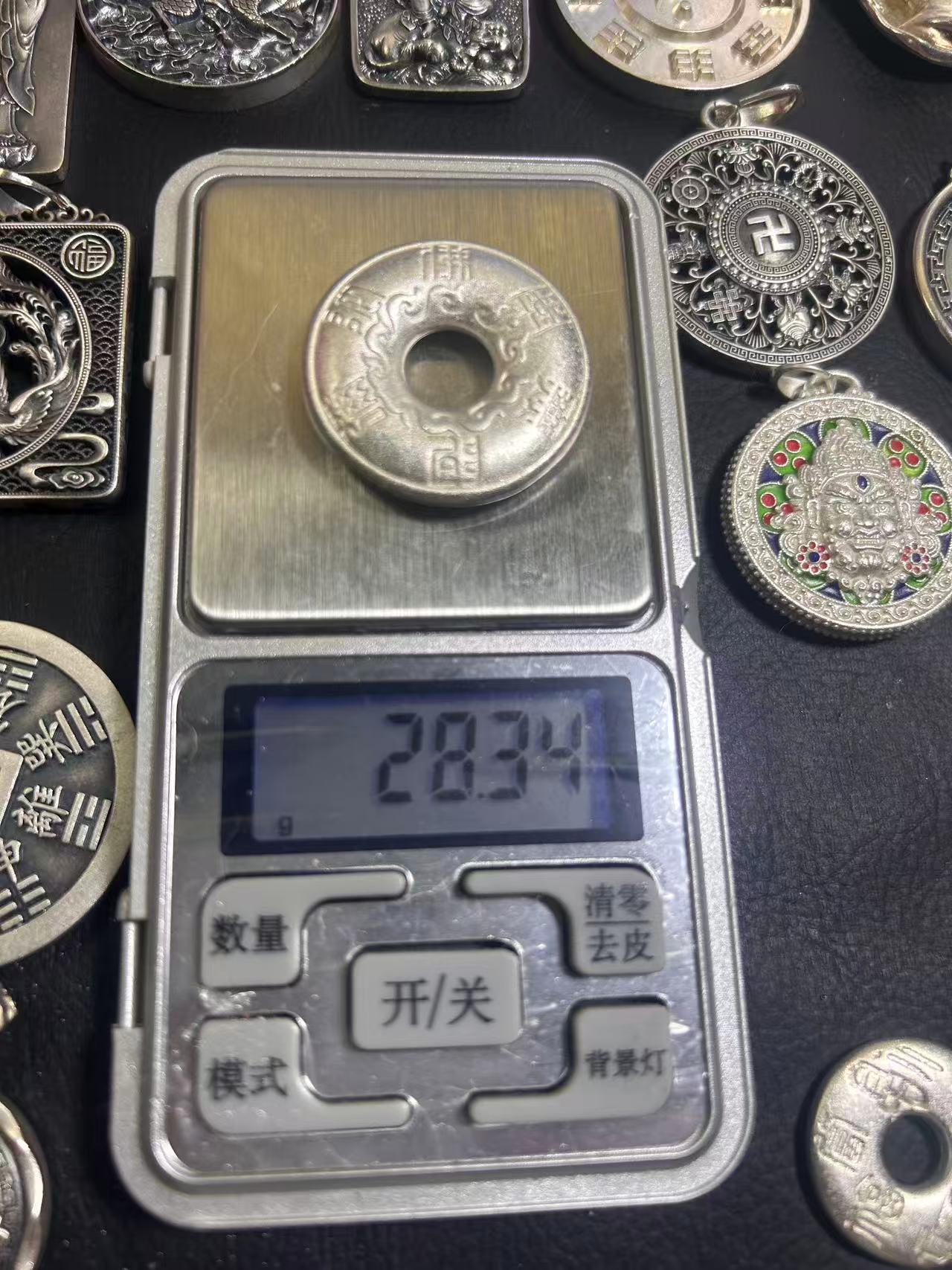 吊坠足银 纯银平安扣佛经999实心项坠