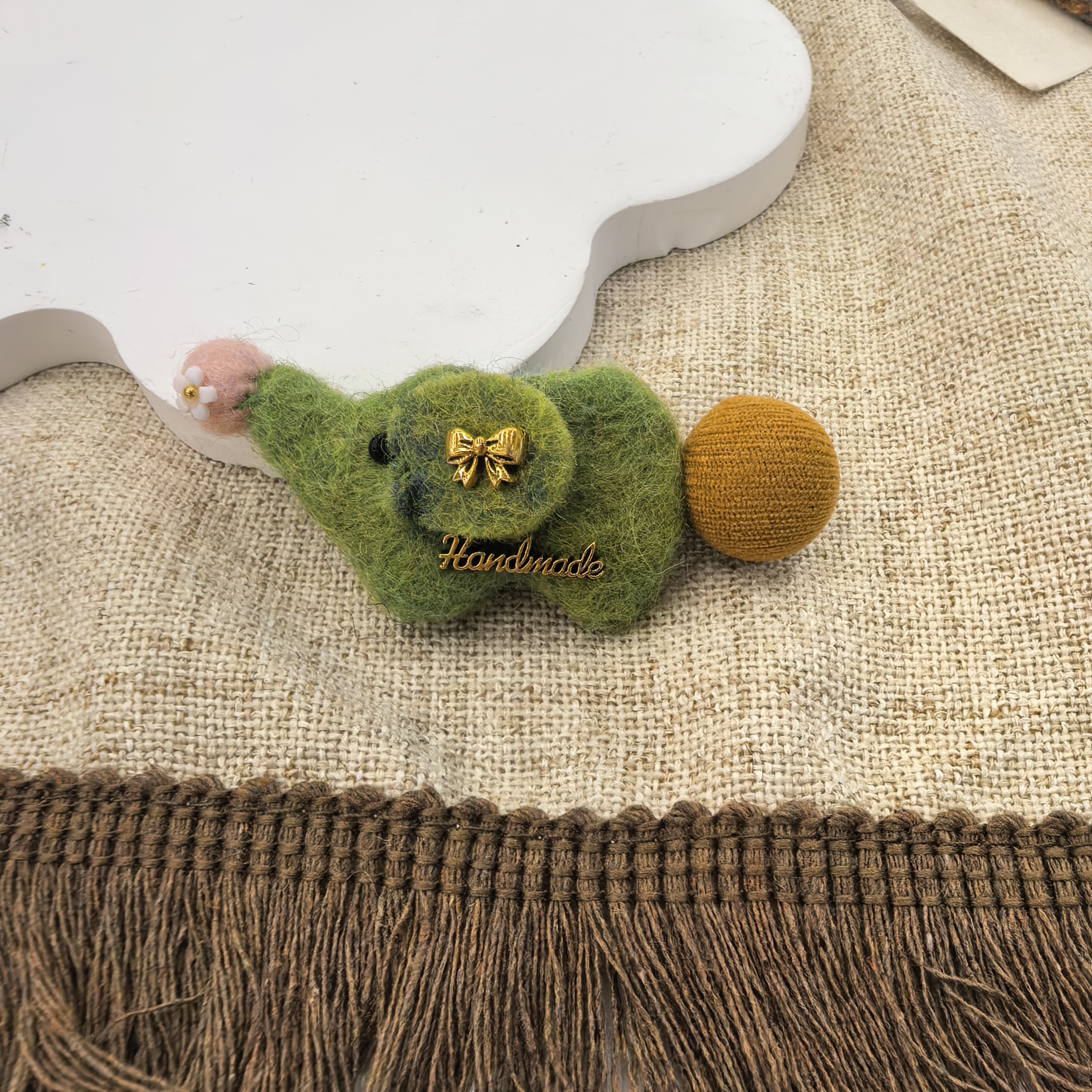 B805绿色毛毡小象边夹