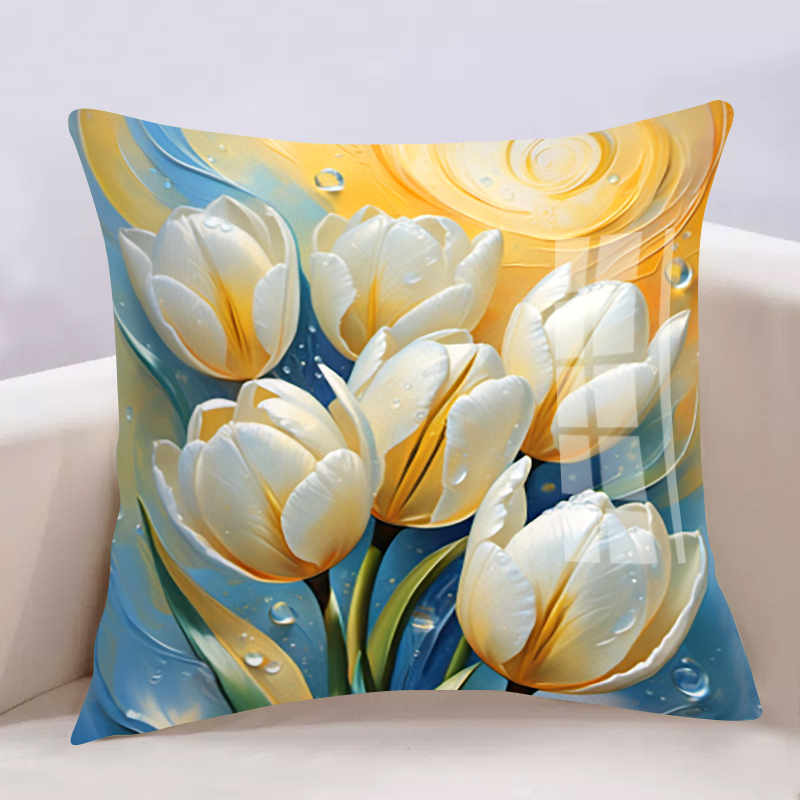 花卉清新鲜花十字绣自绣抱枕套满绣十字绣自己手工线绣家用抱枕套