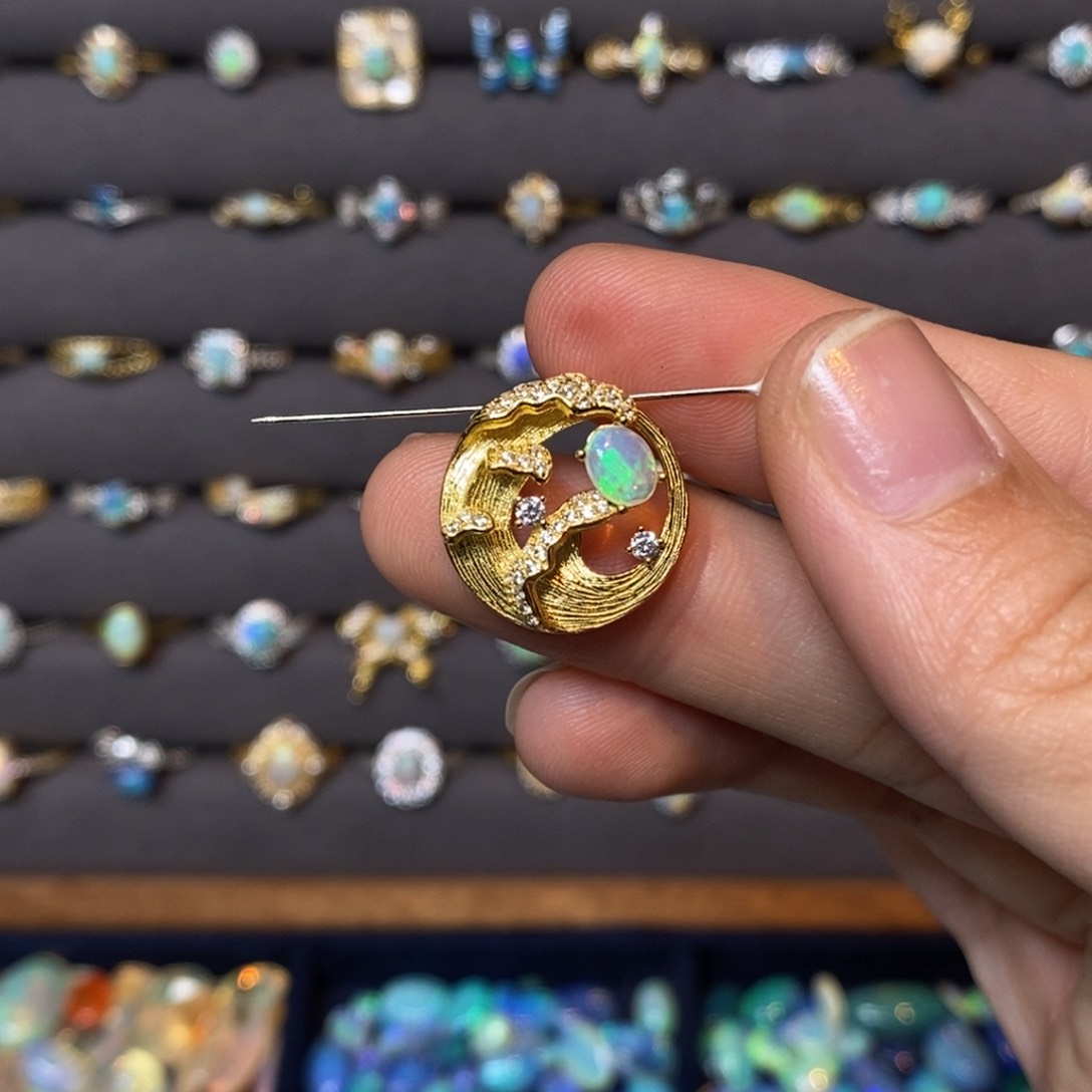 欧泊珠宝奇石银S925镶嵌吊坠